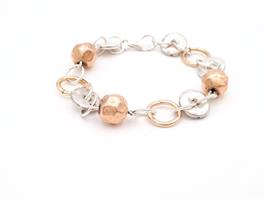 B-06 צמיד חרוזים מכסף ורוזגולד