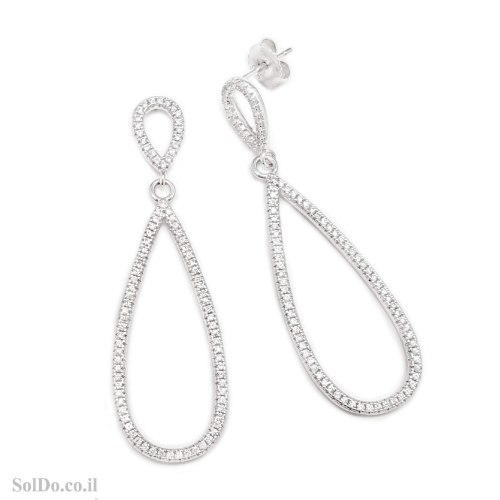עגילים מכסף תלויים משובצים אבני זרקון A8885 | תכשיטי כסף 925