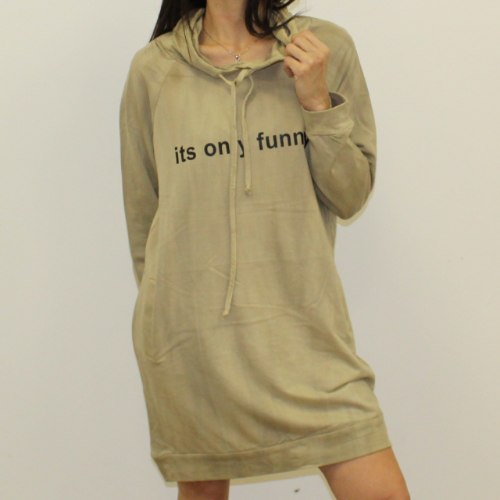 שמלה נשים בטיק קפוצ'ון כיסים בז'