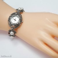 שעון מכסף מעוצב פנינים משובץ מרקזטים SH3266 | תכשיטי כסף