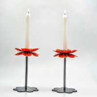 פמוטים גבוהים דגם עלי כותרת - כתום