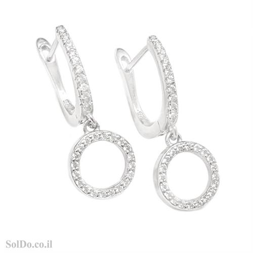 עגילים מכסף תלויים משובצים אבני זרקון A8811 | תכשיטי כסף 925