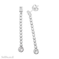 עגילי כסף ארוכים משובצים אבני זרקון A8785 | תכשיטי כסף 925