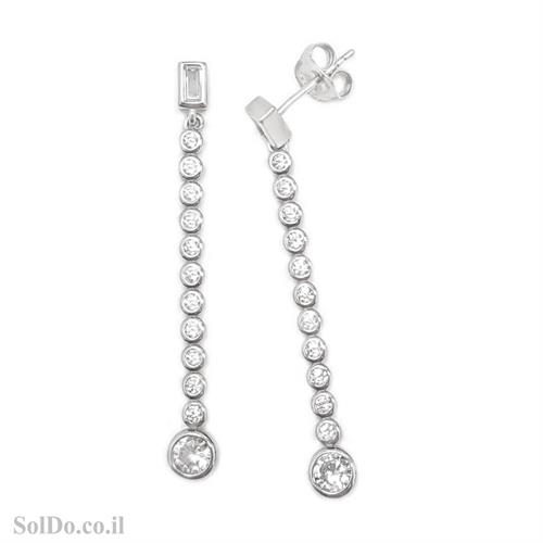 עגילי כסף ארוכים משובצים אבני זרקון A8785 | תכשיטי כסף 925