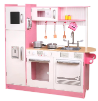 W10C382B - מטבח עץ מודרני גדול ומפואר בצבעי ורוד ולבן, צעצועץ