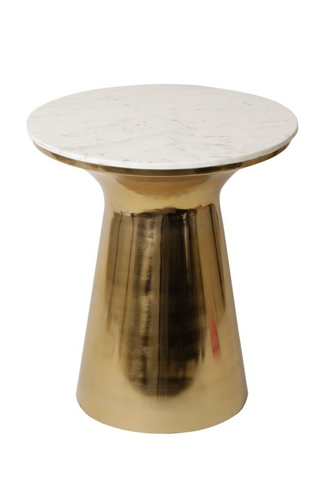 שולחן מתכת זהב MUSHROOM שיש לבן  מידות: 58X52X52