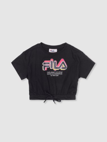 טישירט קרופ FILA לוגו ורוד שחור 4-16