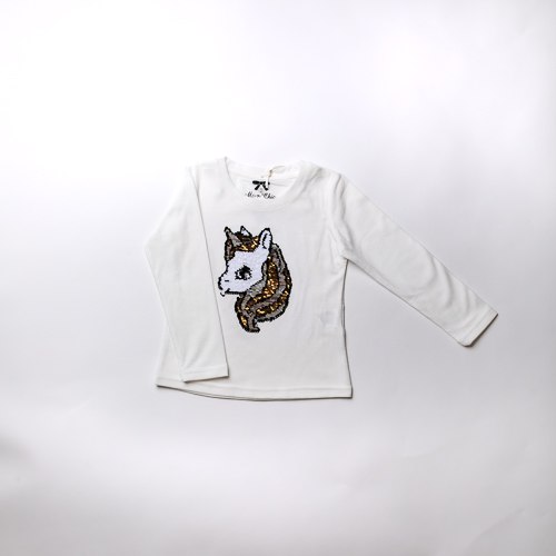 חולצת לייקרה חד קרן לבנה בנות