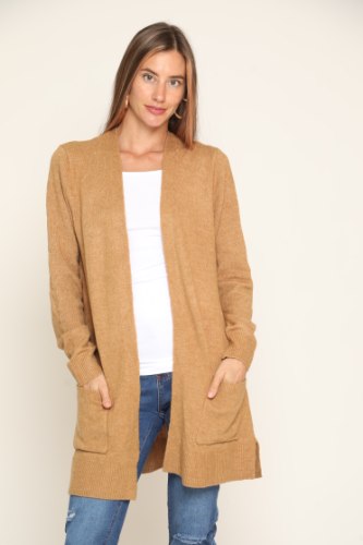 עליונית סריג כיסים חום חאקי