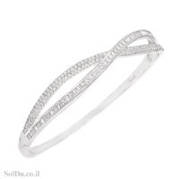 צמיד קשיח מכסף משובץ אבני זרקון Z3175 | תכשיטי כסף 925 | צמידי כסף