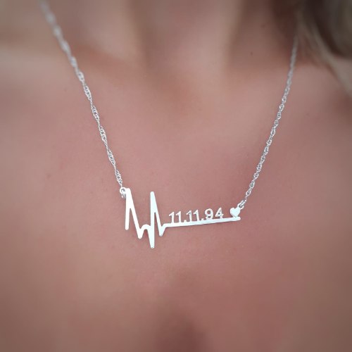 שרשרת דופק עם תאריך ולב דגם LA274