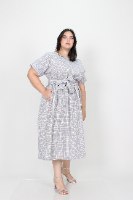 שמלת בריטני אפור משובץ