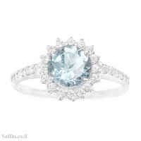 טבעת מכסף משובצת אבן טופז כחולה  ואבני זרקון RG6341 | תכשיטי כסף 925 | טבעות כסף