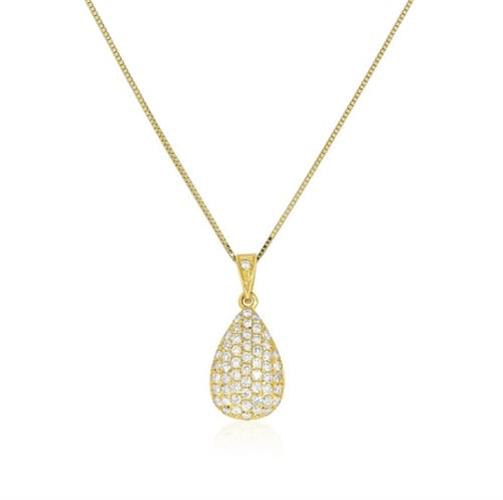 שרשרת יהלומים פאווה בצורת טיפה משובצת יהלומים 0.55 קראט זהב 14 קרט