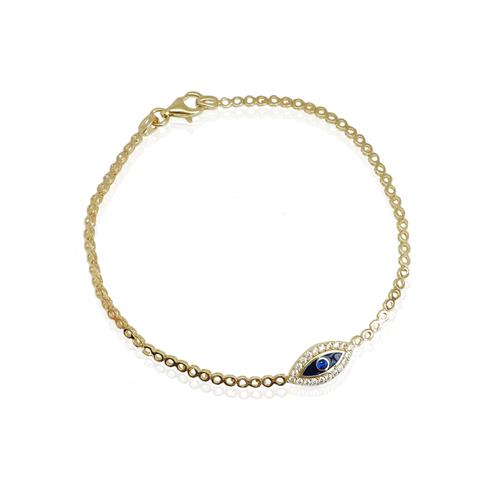 צמיד זהב עין הרע זרקונים 14 קרט