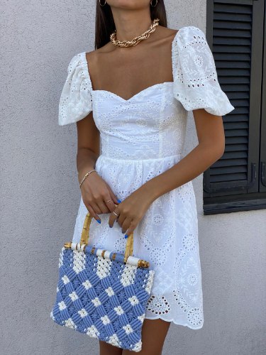 שמלת נאייה תחרה לבן