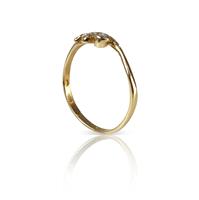 טבעת זהב 14K משובצת יהלומים 0.10 קראט