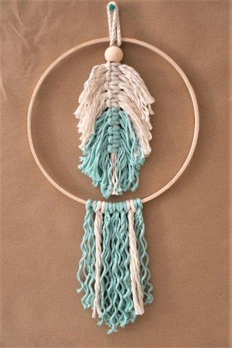 לוכד חלומות קטן לבן וטורקיז