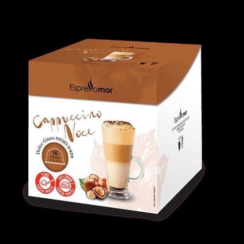 16 קפסולות תואמות דולצה גוסטו קפוצ'ינו אגוז לוז Espressomor Cappuccino Noce
