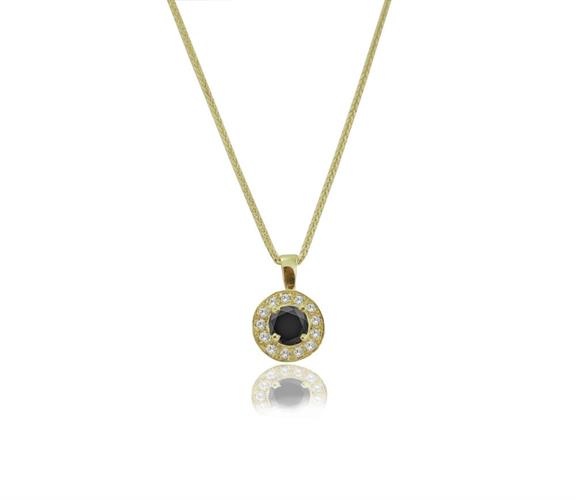 שרשרת ותליון יהלומים 0.62 קראט מזהב 14 קרט| תליון יהלום שחור | תליון יהלומים