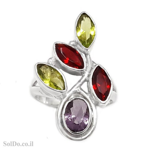 טבעת מכסף משובצת אבני חן RG6275 | תכשיטי כסף 925 | טבעות כסף