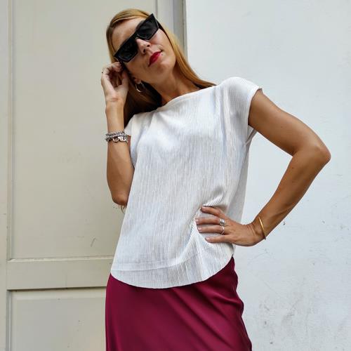 חולצת גופרה - פליסה לבן