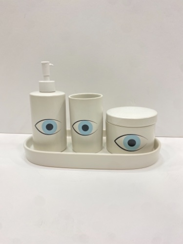 סט דיספנסר לאמבטיה עין בצבע לבן