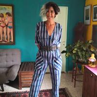 אוברול כותנה משובץ מידה L