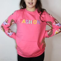 טוניקה בנות הדפס שרוול פוקסיה