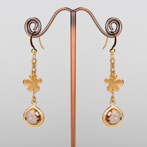 עגיל פרח וקריסטל שמפניה