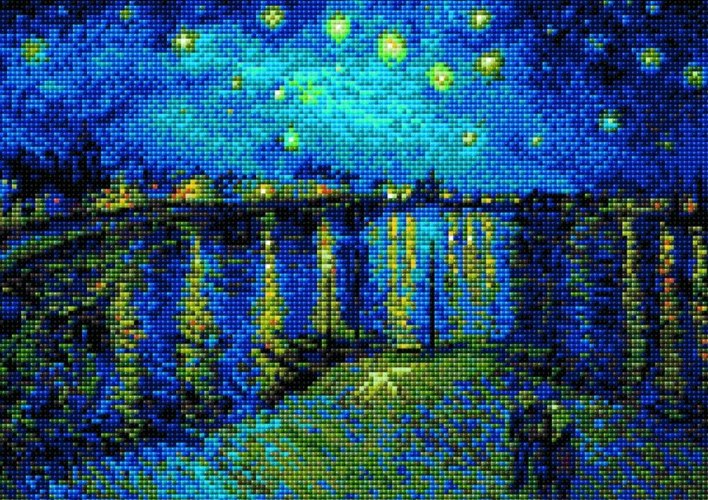 תמונת שיבוץ אבנים - ליל כוכבים, ואן גוך 38X27