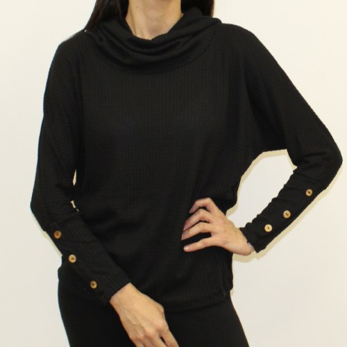 חולצה גולף עטלף כפתור שרוול שחור