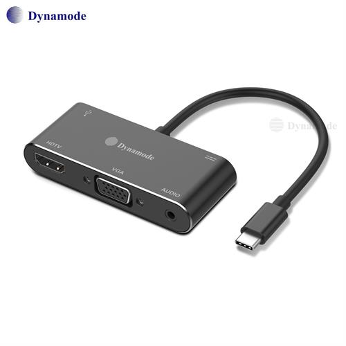מתאםDynamode לחיבור Type C תחנת עגינה עם חיבורים, HDMI , VGA , AUDIO , USB , Type C
