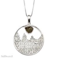 תליון מכסף משובץ אבן מולדבית  T5939 | תכשיטי כסף 925