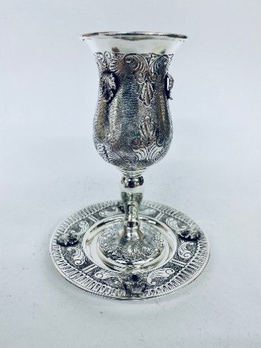 סט גביע וצלחת כסף טהור לקידוש 