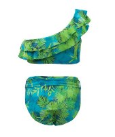 ביקיני כתף אחת דקלים ירוק VIEW - מידות 2-16 שנים