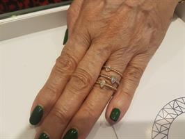 טבעת כדורי זהב וזרקון בחיתוך טיפה טבעת טיפה