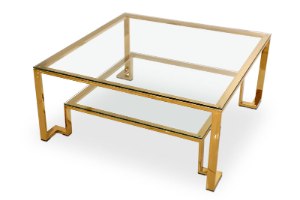 שולחן סלון מרובע נירוסטה זהב / מוברש