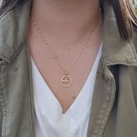 שרשרת אמא באנגלית בלב עם זרקונים בזהב לבן 14 קראט