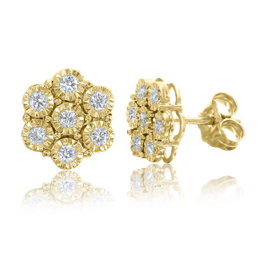 עגילי זהב 14 קראט 0.27 קראט יהלומים 811853 - מחיר מבצע! 