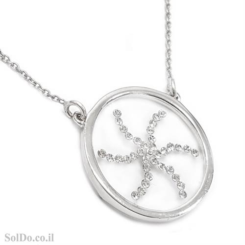 תליון מכסף משובץ  אבני זרקון T6065 | תכשיטי כסף