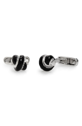 Salvatore Ferragamo  925 silver rhodium knot  in black cufflincs