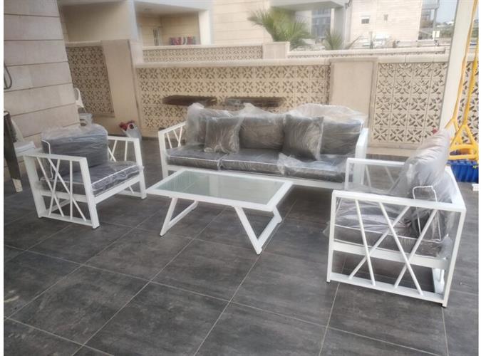 סט ישיבה מעוצב לגינה דגם זנזיבר 5 מקומות ישיבה בצבע לבן