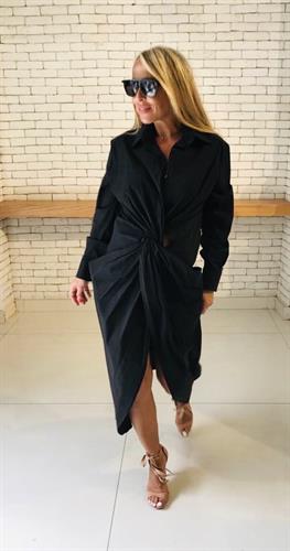 שמלה מידי שרוול ארוך קשר במותן