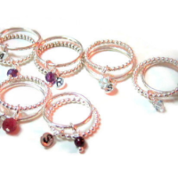 סט טבעות דקות ודיסקית מכסף ואבן דגם אולמוס