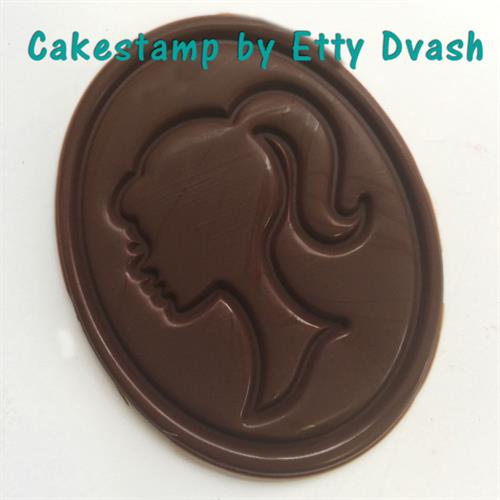 תבנית צללית כלה ליצירה בשוקולד | צללית פרופיל אישה במסגרת אובלית | תבנית בחורה