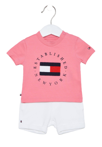 חליפת מכנס TOMMY H תינוקות ורוד 0-2