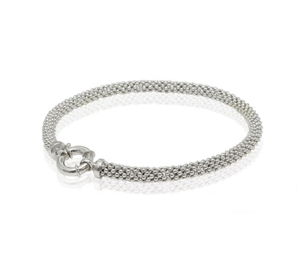 צמיד זהב לבן דגם פופקורן|צמיד כדורים