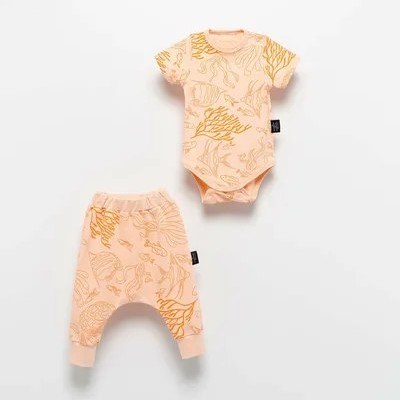 סט בגד גוף ומכנס MOINOI ורוד סלמון 3-24