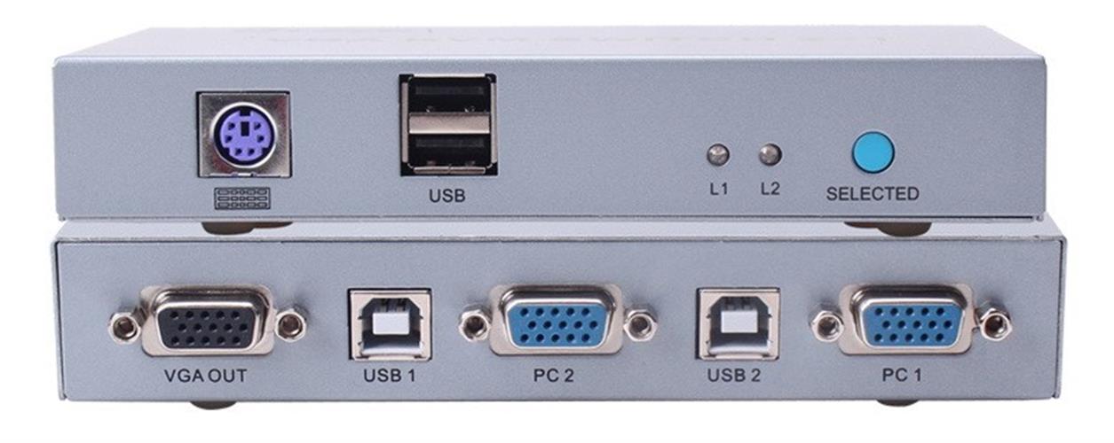 קופסת מיתוג KVM משני מחשבים לעמדת עבודה אחת VGA+USB  (ללא כבלים )